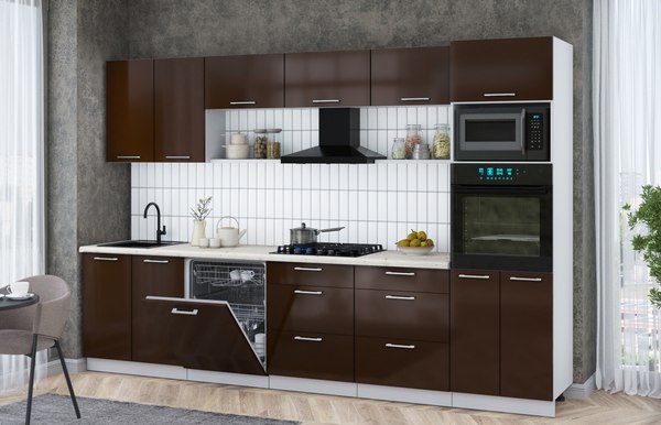 Кухонный гарнитур Интерлиния Мила Gloss 3.2-ПМ1