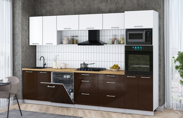 Кухонный гарнитур Интерлиния Мила Gloss 3.2-ПМ1