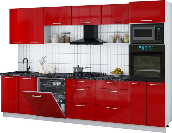 Кухонный гарнитур Интерлиния Мила Gloss 3.2-ПМ1 - фото