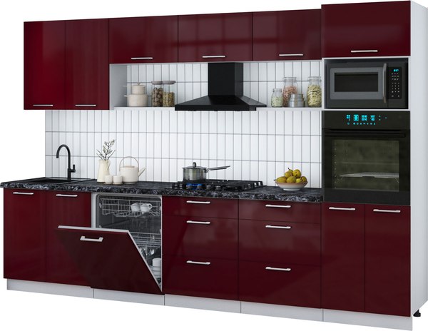 Кухонный гарнитур Интерлиния Мила Gloss 3.2-ПМ1 - фото