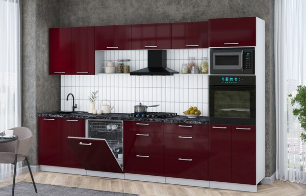 Кухонный гарнитур Интерлиния Мила Gloss 3.2-ПМ1