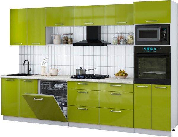 Кухонный гарнитур Интерлиния Мила Gloss 3.2-ПМ1 - фото