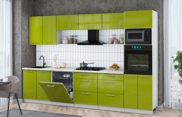 Кухонный гарнитур Интерлиния Мила Gloss 3.2-ПМ1