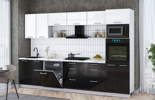 Кухонный гарнитур Интерлиния Мила Gloss 3.2-ПМ1