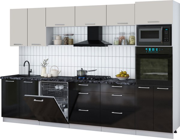Кухонный гарнитур Интерлиния Мила Gloss 3.2-ПМ1 - фото