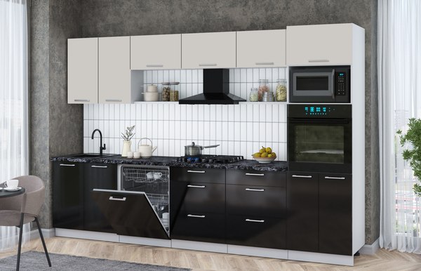 Кухонный гарнитур Интерлиния Мила Gloss 3.2-ПМ1