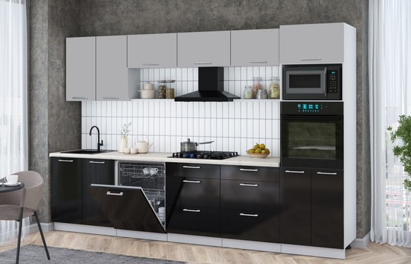 Кухонный гарнитур Интерлиния Мила Gloss 3.2-ПМ1