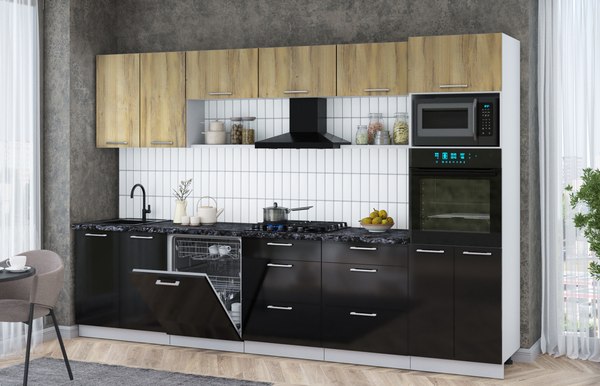 Кухонный гарнитур Интерлиния Мила Gloss 3.2-ПМ1