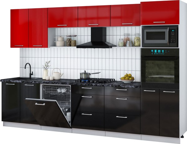 Кухонный гарнитур Интерлиния Мила Gloss 3.2-ПМ1 - фото