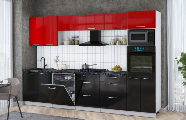 Кухонный гарнитур Интерлиния Мила Gloss 3.2-ПМ1