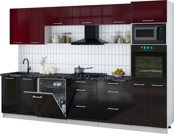 Кухонный гарнитур Интерлиния Мила Gloss 3.2-ПМ1 - фото