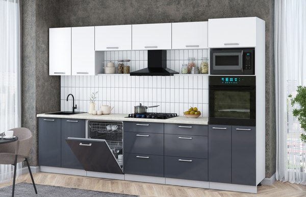 Кухонный гарнитур Интерлиния Мила Gloss 3.2-ПМ1