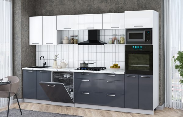 Кухонный гарнитур Интерлиния Мила Gloss 3.2-ПМ1