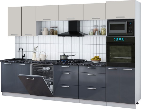Кухонный гарнитур Интерлиния Мила Gloss 3.2-ПМ1 - фото