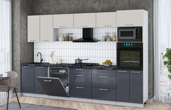 Кухонный гарнитур Интерлиния Мила Gloss 3.2-ПМ1