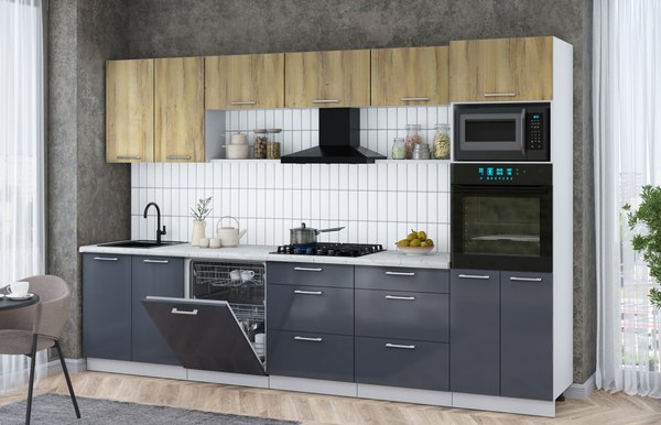 Кухонный гарнитур Интерлиния Мила Gloss 3.2-ПМ1