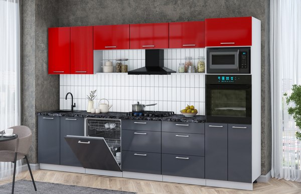 Кухонный гарнитур Интерлиния Мила Gloss 3.2-ПМ1