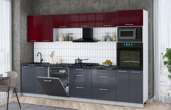 Кухонный гарнитур Интерлиния Мила Gloss 3.2-ПМ1