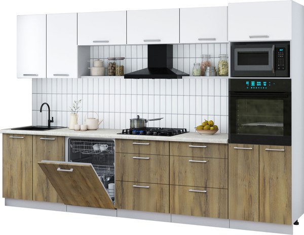 Кухонный гарнитур Интерлиния Мила Gloss 3.2-ПМ1 - фото
