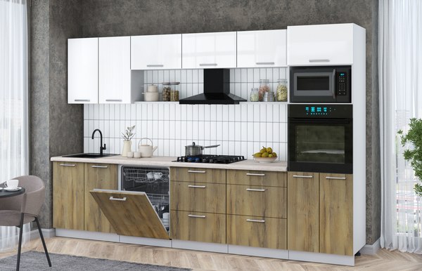 Кухонный гарнитур Интерлиния Мила Gloss 3.2-ПМ1