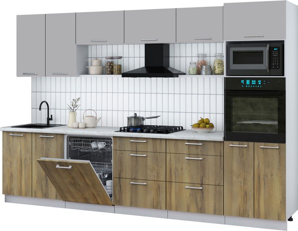 Кухонный гарнитур Интерлиния Мила Gloss 3.2-ПМ1 - фото