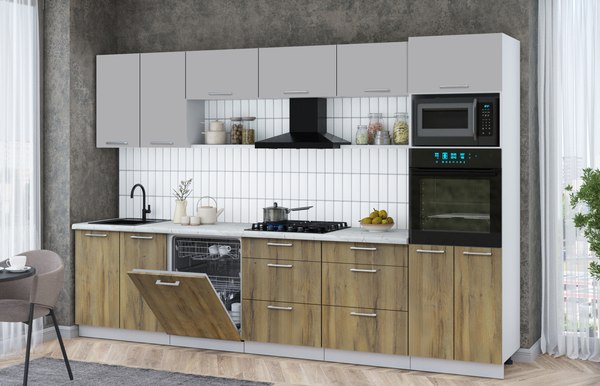 Кухонный гарнитур Интерлиния Мила Gloss 3.2-ПМ1