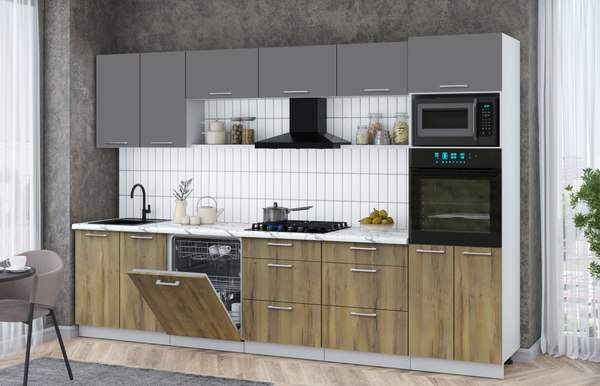 Кухонный гарнитур Интерлиния Мила Gloss 3.2-ПМ1