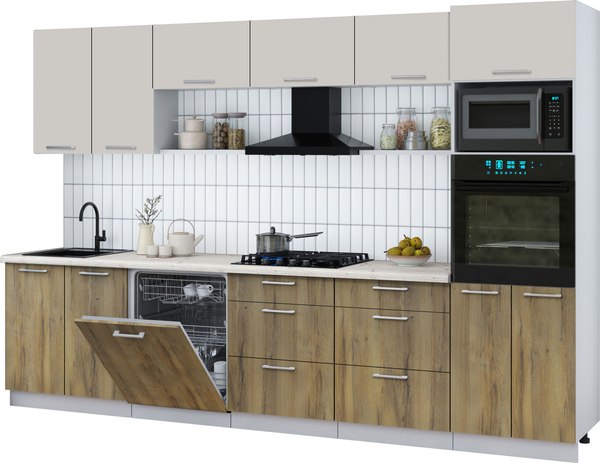Кухонный гарнитур Интерлиния Мила Gloss 3.2-ПМ1 - фото