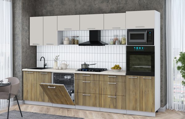 Кухонный гарнитур Интерлиния Мила Gloss 3.2-ПМ1