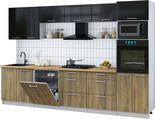 Кухонный гарнитур Интерлиния Мила Gloss 3.2-ПМ1 - фото