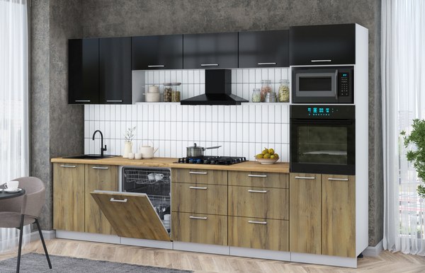 Кухонный гарнитур Интерлиния Мила Gloss 3.2-ПМ1