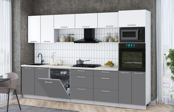 Кухонный гарнитур Интерлиния Мила Gloss 3.2-ПМ1 - фото