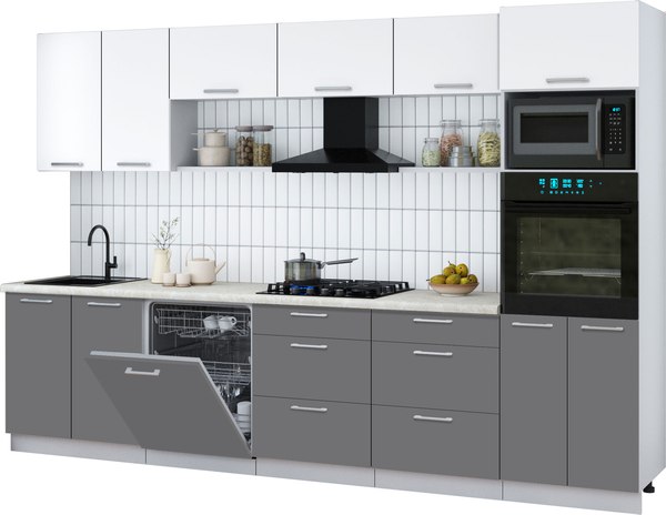Кухонный гарнитур Интерлиния Мила Gloss 3.2-ПМ1