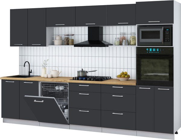 Кухонный гарнитур Интерлиния Мила Gloss 3.2-ПМ1 - фото