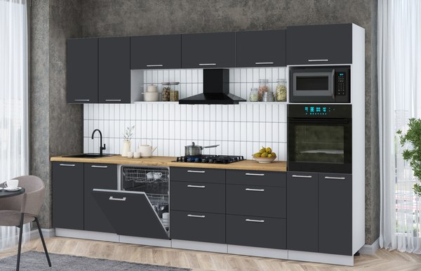 Кухонный гарнитур Интерлиния Мила Gloss 3.2-ПМ1