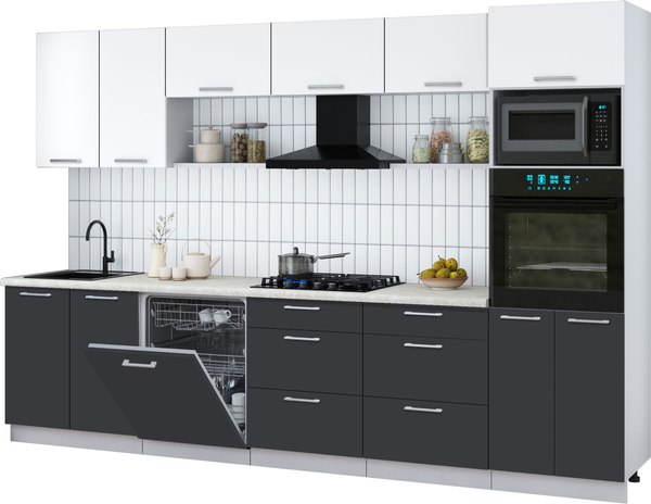 Кухонный гарнитур Интерлиния Мила Gloss 3.2-ПМ1 - фото