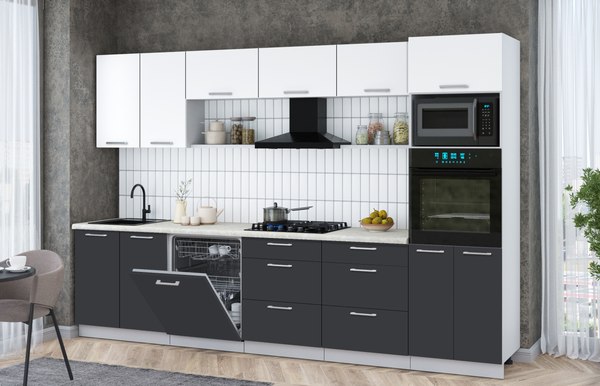 Кухонный гарнитур Интерлиния Мила Gloss 3.2-ПМ1