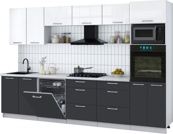 Кухонный гарнитур Интерлиния Мила Gloss 3.2-ПМ1 - фото