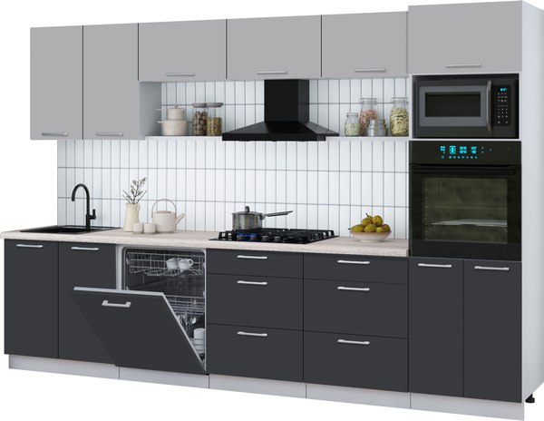 Кухонный гарнитур Интерлиния Мила Gloss 3.2-ПМ1 - фото