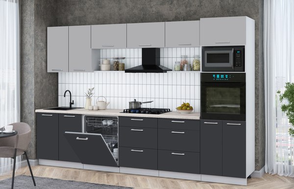 Кухонный гарнитур Интерлиния Мила Gloss 3.2-ПМ1