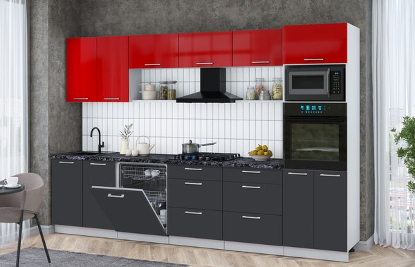 Кухонный гарнитур Интерлиния Мила Gloss 3.2-ПМ1