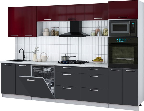 Кухонный гарнитур Интерлиния Мила Gloss 3.2-ПМ1 - фото