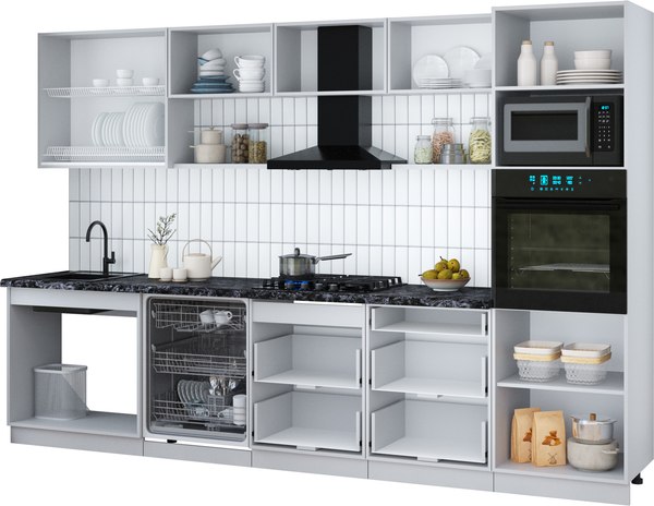 Кухонный гарнитур Интерлиния Мила Gloss 3.2-ПМ1