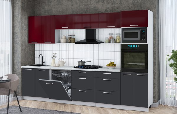 Кухонный гарнитур Интерлиния Мила Gloss 3.2-ПМ1