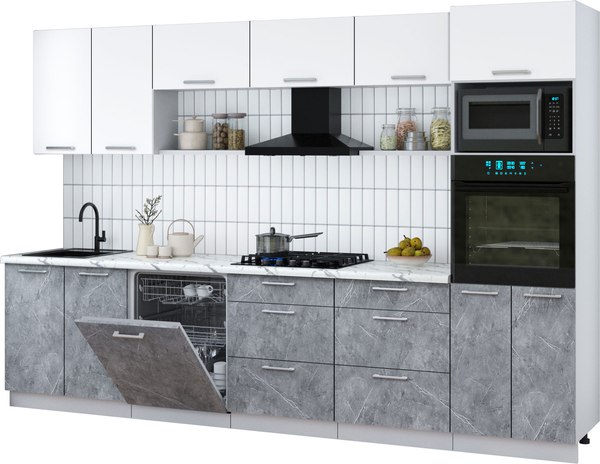 Кухонный гарнитур Интерлиния Мила Gloss 3.2-ПМ1 - фото