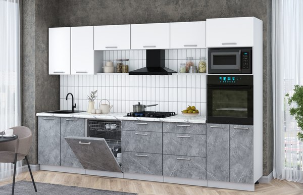 Кухонный гарнитур Интерлиния Мила Gloss 3.2-ПМ1