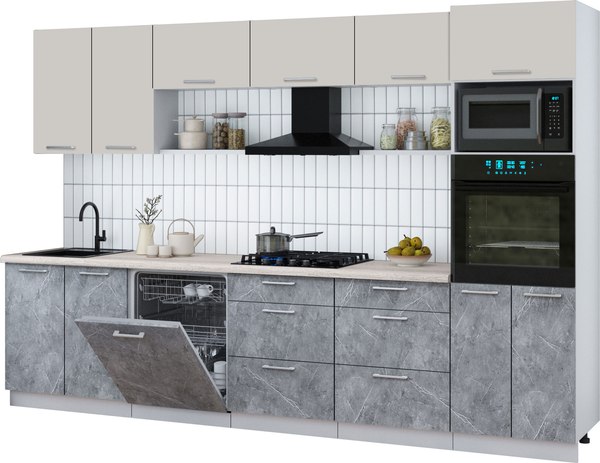 Кухонный гарнитур Интерлиния Мила Gloss 3.2-ПМ1 - фото