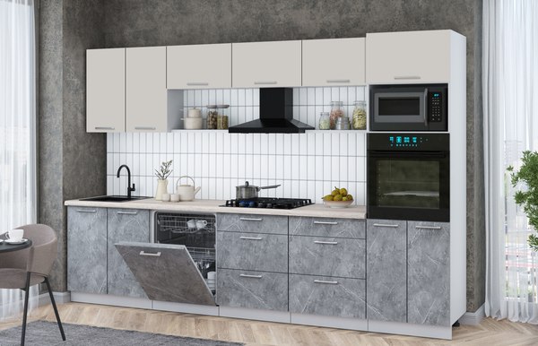 Кухонный гарнитур Интерлиния Мила Gloss 3.2-ПМ1