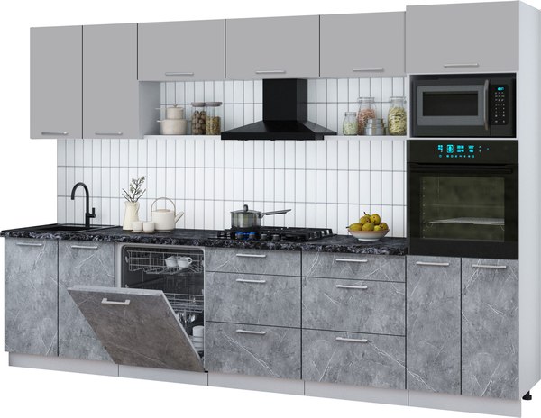 Кухонный гарнитур Интерлиния Мила Gloss 3.2-ПМ1 - фото