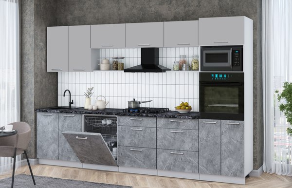 Кухонный гарнитур Интерлиния Мила Gloss 3.2-ПМ1